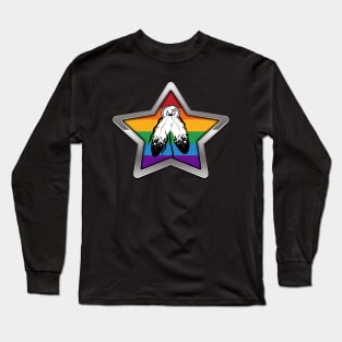 Large Two-Spirited Pride Flag Colored Star with Chrome Frame. Long Sleeve T-Shirt